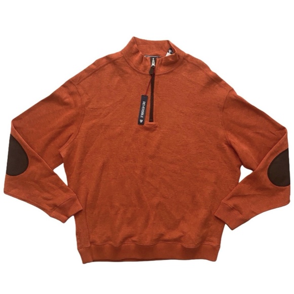 Daniel Cremieux Other - Daniel Cremieux Nwt 1/4 Zip Reversible Rust Heather Faux Suede Patch Sweater XL
